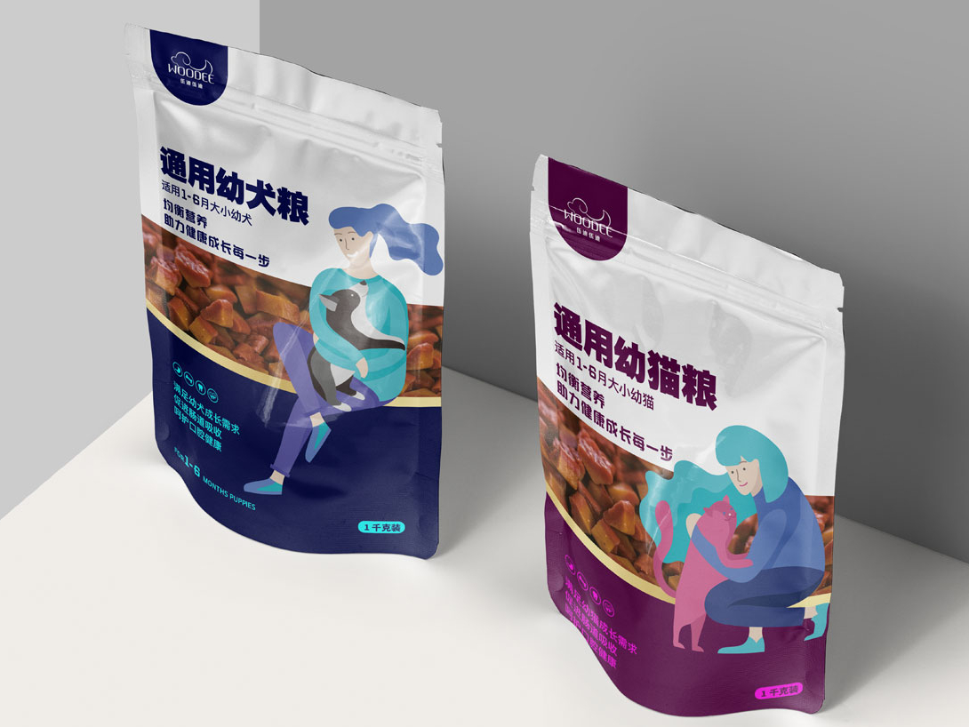 高端原创插画宠物塑料包装袋设计