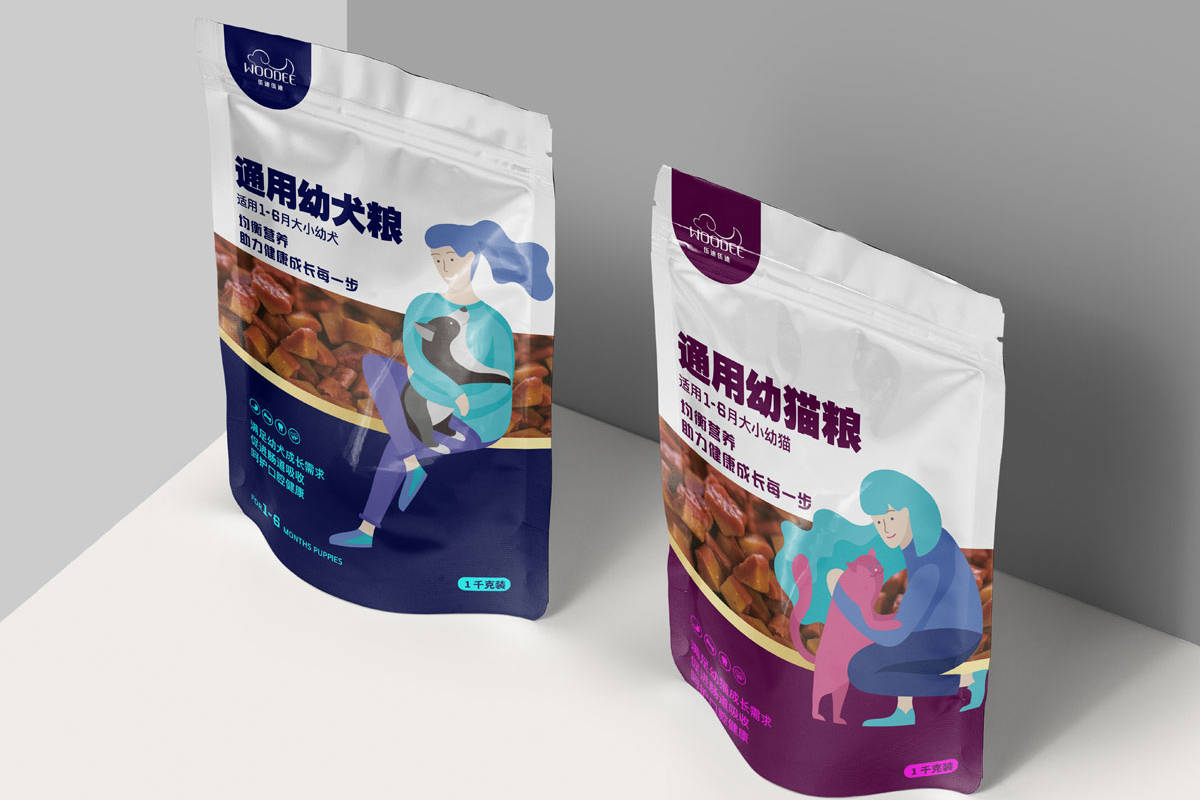 高端原创插画宠物塑料包装袋设计